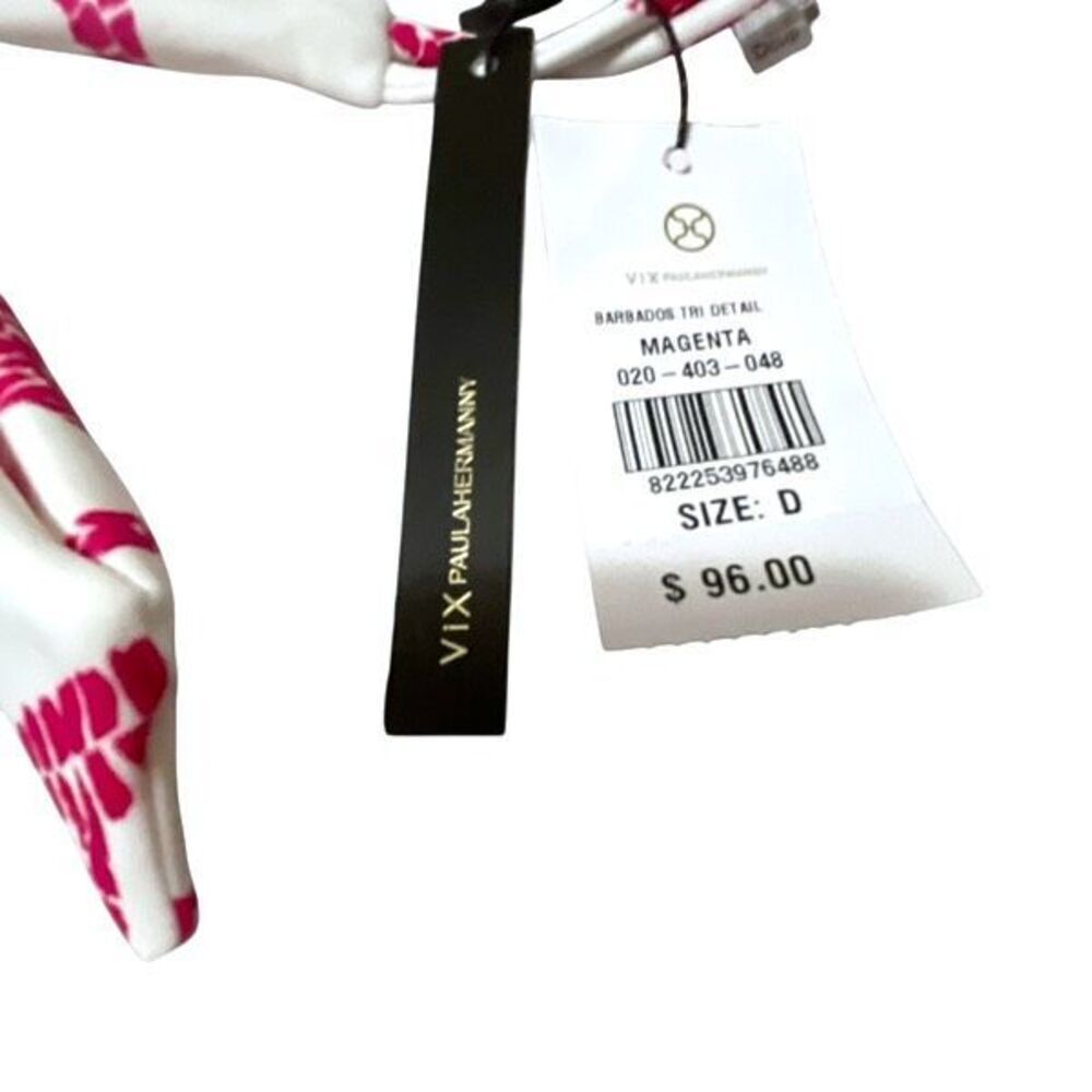 NWT VIX paulahermany White Magenta Print Bikini Top - Size D - Picture 5 of 6